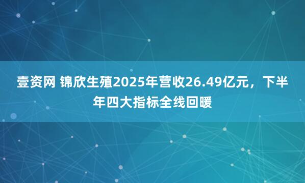 壹资网 锦欣生殖2025年营收26.49亿元,下半年四大指标全线回暖